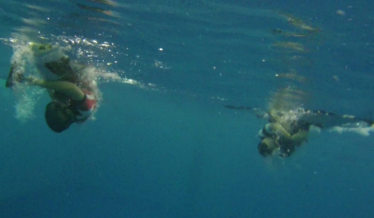 Kayak roll in the sea